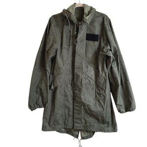Vintage 80s US Army Military Green Camouflage Fishtail Parka Jacket S